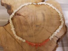 Schmuckset Ohrstecker + Lachsfarbene Astkorallen Kette mit Perlmutt 42 cm