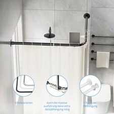 Eck Duschvorhangstange Teleskopierbar L-Form Edelstahl  Winkel selbstklebend