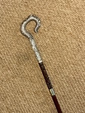 Edwardianischer zierlicher Gehstock Stock - gepunzt 1902 Silber Jugendstil Griff