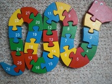 Eichhorn Holzpuzzle Zahlen - ABC Schlange -Kinderlernspielzeug