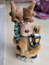 Elch Figur Winterelch Mit Baum Und Laterne Ca.17 Cm Hoch 8 Cm Breit Polyresin 