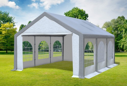 Partyzelt 4x6m grau weiß pvc - weiß,