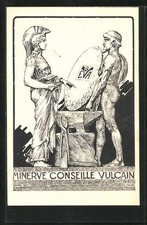 Reklame, Minerve Conseille Vulcain, Ansichtskarte 
