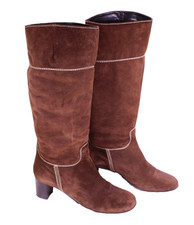 Mia Firenze Damen Stiefel Leder Suede braun Gr. 36 Slouch Boots Vintage PSH923