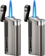 2 Stück Sturmfeuerzeug Jetflamme, Sturmfeuerzeug Gas Nachfüllbar, Feuerzeug Stur