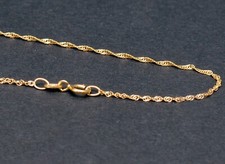 ✅ Gold Kette 585/- Goldkette 40cm Frau Gelbgold Singapur Kette Halskette Collier