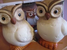 2 Eulen Keramikfiguren neu in
