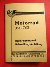 NSU D-Rad 351 / OSL Motorrad Bedienungsanleitung 1936 
