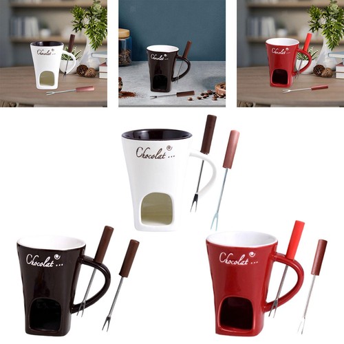 Fonduebecher mit gabel keramik - fonduebecher,