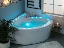 Whirlpool Badewanne Basic mit LED Bachlauf Armaturen 10 Massage Düsen Eckwanne