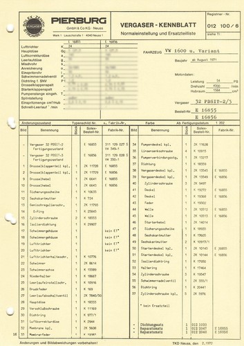 Datenblatt ersatzteile solex - datenblatt, /