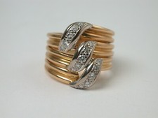 seltener Vintage  Brillant Ring Cartier Triple Trillion Gelb- mit Weißgold 750