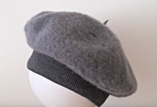 Flauschige Damen/ Mädchen Beret aus Wollmischung in grau, Kopfumfang ca. 54cm