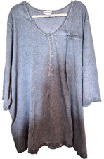 Damen Tunika - Mia Moda - Wash out Effekt - Übergröße 62/64 - Jeansblau - BW 