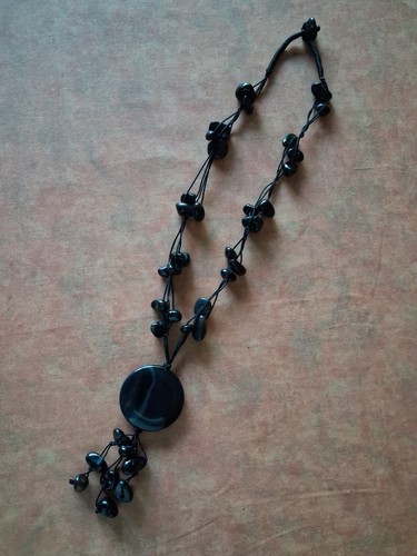 Lange schwarze achat kette - ,