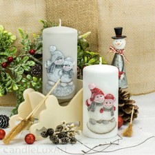 Stumpen Kerzen matt Schneemann