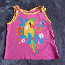 Mädchen Baby ärmelloses Shirt 92/ 98 rosa gelb Papagei 2-3 Jahre 100 % Baumwolle