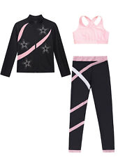 DE ranrann Mädchen Trainingsanzug Glitzer Ballett Tanz Eiskunstlauf Anzug Set