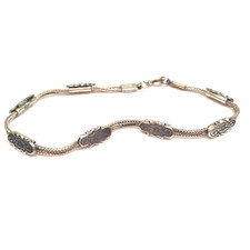 Feines Silberarmband - 900 Silber - Markasit und Onyx