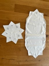 Weihnachtsdeko 5tlg. silber 2 Deckchen TCM Kerzenhalter Aufhänger Glitzer