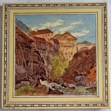 MINTONS SELTENE ANSICHTEN SZENE. DORF SPLUGEN. 8 ZOLL C1895.