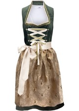 2-tlg Set Dirndl mit Stehkragen knieumspielend Gr. 40 Dunkelkhaki Damenkleid Neu