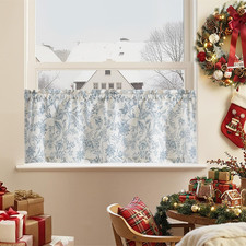 TOPICK Scheibengardine Leinen