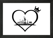 Stadt im Herzen gerahmtes