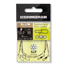 Cormoran 1x7 Stahlvorfach mit Wirbel und Karabiner Länge & Tragkraft zur Auswahl