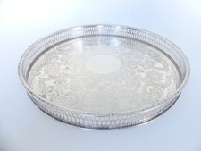 ♛ Schönes rundes englisches Tablett "Viners of Sheffield" - 26 cm - versilbert ♛