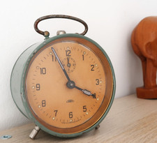 Vintage wecker grün metall - grün,