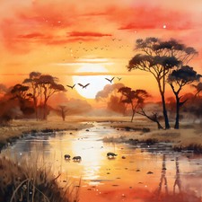 Deko Bild Afrika Landschaft
