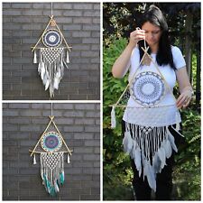 Makramee Schutz Traumfänger - 'Evil Eye Pyramid' Hängender Traumfänger 83cm