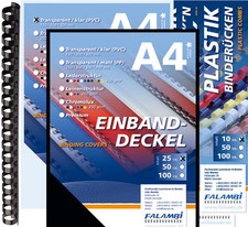 Starterset für Plastikbindung, 100 Teile, Binderücken Einbanddeckel Transparente