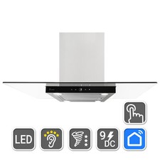 KKT KOLBE Dunstabzugshaube Inselhaube 90cm Edelstahl schwarzes Glas SmartHome