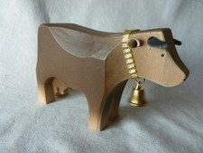 Handgeschnitzte Holzkuh Trauffer Schweiz - Holzspielzeug Tier Kuh-Bauer-