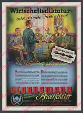orig. Farb-Reklame Globusmann Klinge Rasiermesser Bergfeld Solingen Ohligs 1944
