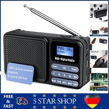 Tragbares DAB+ Radio mit Bluetooth, Akku Solar/USB AUX/USB/TF 80 Sender, 2200mAh