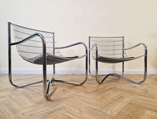 2 x seltene David Mellor O.B.E kultige Chrom & Stahl Lounge Akzent Stühle BL789