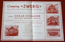 Alter Werbezettel Flyer Camping Zwerg Zeltanhänger um 1955