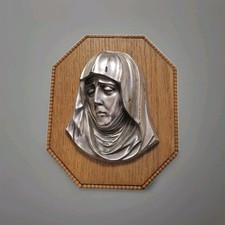 Wandbild heilige Maria Madonna Relief auf Holzplatte 1944 