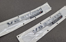 2x Original Silber V8 Biturbo 4matic+ Aufkleber Schriftzug Mercedes Kotflügel