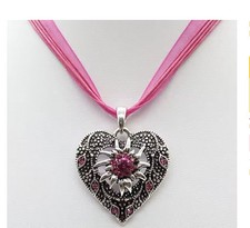 Trachtenkette Edelweiss Herz Dirndl Strass Oktoberfest Kette Tracht 42cm