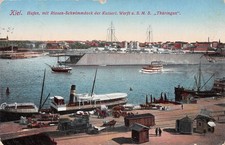851126) AK Schiffe / Schiffahrt - Hafen Kiel m. Riesen Schwimmdock SMS Thüringen