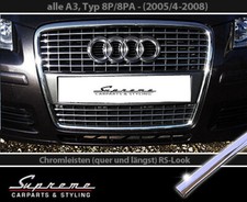 für AUDI A3 8P und Sportback 8PA - 3M Chrom Zierleisten für Kühlergrill RS Look