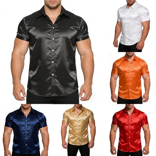 Herren satin hemd polyester - satin,