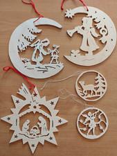 5 Stück Fensterbild Holz, echte Handarbeit, Weihnachten