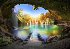 Wasserfall Natur Wald VLIES