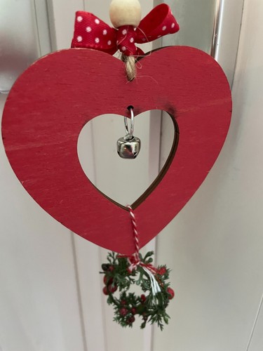 Weihnachten deko holz herz rot - deko,
