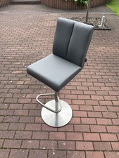 Barhocker  Höhenverstellbar mit Lehne und Fußraste Edelstahl / Leder